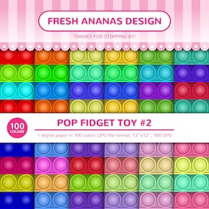 100 Farben Digitale Papiere: Pop Fidget Toy #2, Blase, Fidget, Push, Pop, Spielzeug, Kinder, Printable, JPG, Scrapbooking, Digitales Papier