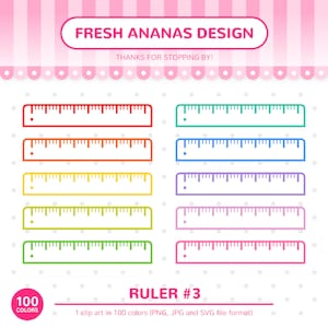 100 Colors Clip Art: Ruler #3, Ruler SVG, Teacher Clipart, Classroom, School Clipart, Office, Back To School, Planner Clipart, Clipart, SVG