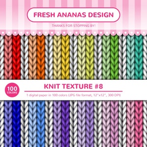 100 Farben Digitale Papiere: Stricktextur #8, Wolle, Pullover, Gestreift, Linien, Nahtlos, Pullover, Scrapbooking, Regenbogen, Papierpackung, Hintergrund