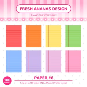Clip Art com 100 Cores: Papel nº 6, Papel Listrado, Lembrete, Notas, Escritório, Memorando, Caderno, Arco-íris, Clip Art, Planejador Clipart