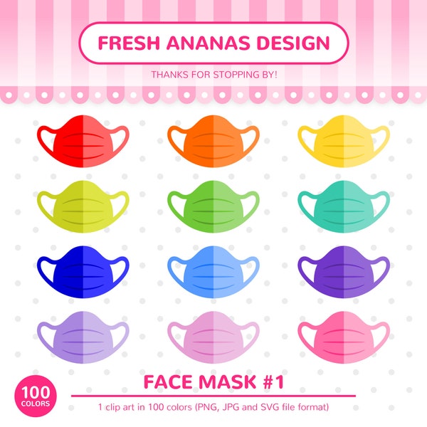 Clip Art a 100 colori: Maschera facciale n. 1, Assistenza sanitaria, COVID-19, Corona Virus, Medico, Arcobaleno, Clip Art, Clipart planner, Maschera chirurgica