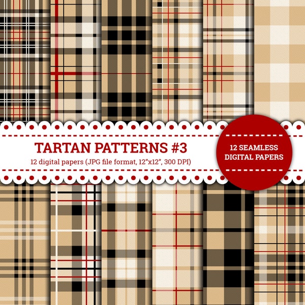 Tartan Patterns #3, Plaid, Vichy, Classique, À Carreaux, Kilt, Flanelle, Tissu, Ecosse, Modèle, Papiers Numériques, Beige Et Blanc, Sans Couture