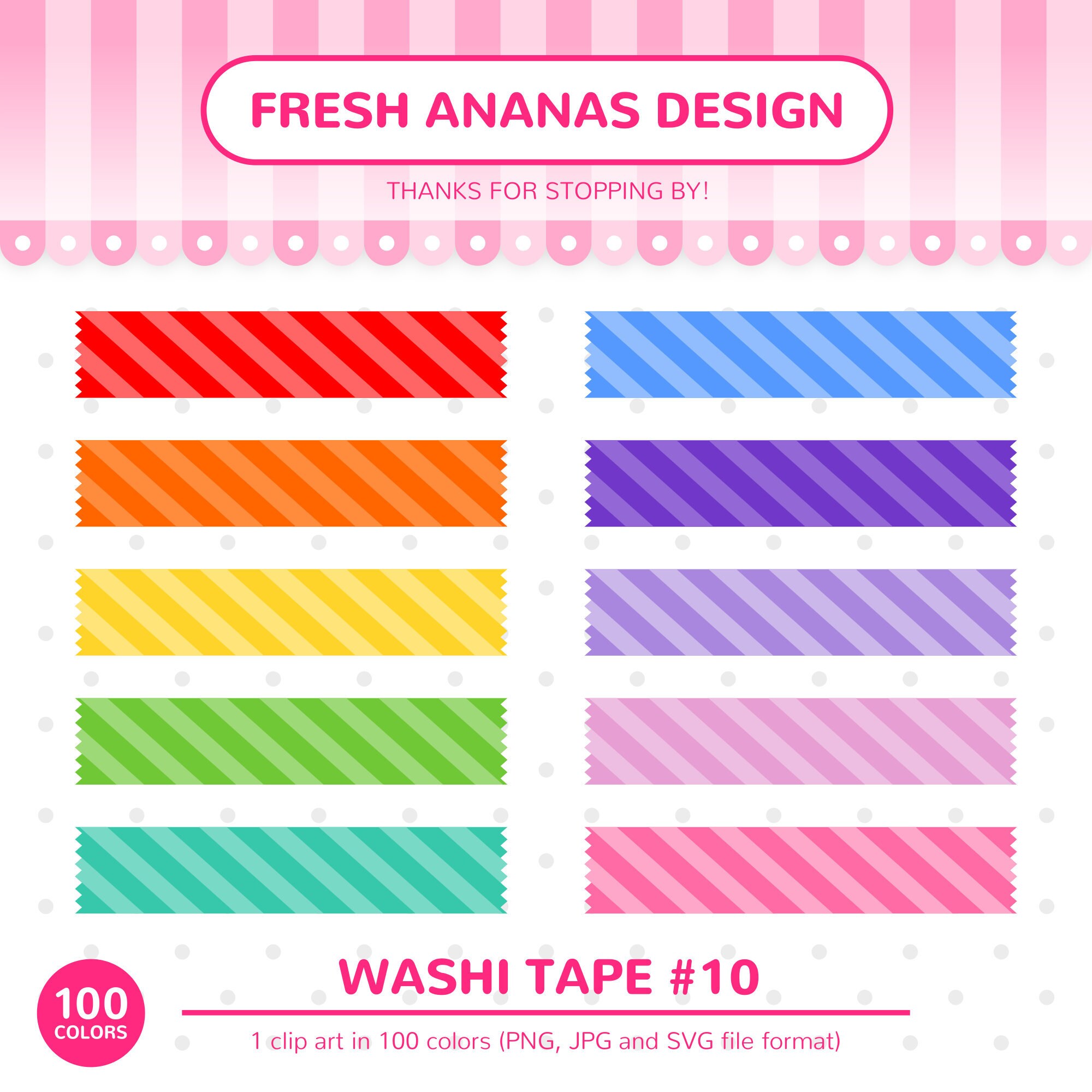 Digital Washi Tape Sticker, Washi Tape Clipart, Digital Planner