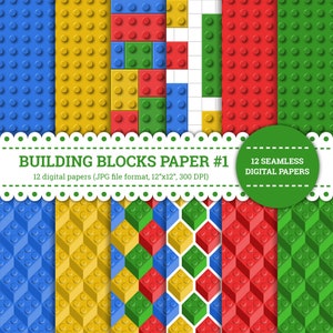 Building Blocks Paper #1, Spielzeug, Kinder, Steine, Bauen, Bausteine, Spiel, Nahtlos, Printable, JPG, Scrapbooking, Digitales Papier, Hintergrund