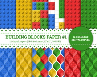 Building Blocks Paper #1, Toy, Kids, Bricks, Build it, Blocks, Play, Seamless, Printable, JPG, Scrapbooking, Digital Paper, Background