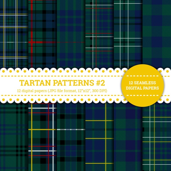 Tartan Patterns #2, Plaid, Gingham, Classic, Checked, Kilt, Flannel, Fabric, Scotland, Pattern, Digital Papers, Green And Blue, Seamless
