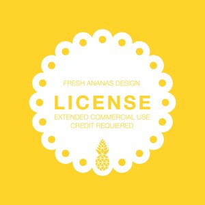 Licenza: Uso commerciale esteso, credito richiesto - valido per 1 set grafico - per un massimo di 1000 prodotti o fino a 200 iarde di tessuto