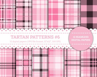 Tartan Patterns #6, Plaid, Gingham, Checked, Kilt, Flannel, Pattern, Digital Papers, Pink, Rose, Hot Pink, Seamless