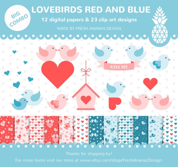 Big Combo Lovebirds Digital Paper Clipart Frames Etsy