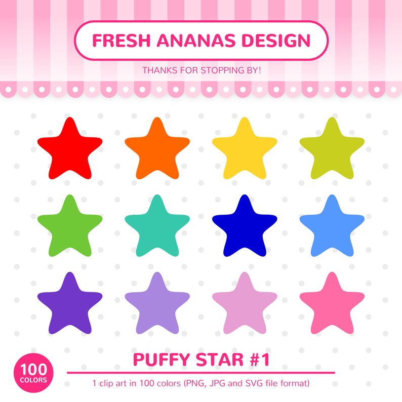 Download 100 Colors Clip Art Puffy Star Star Clip Art Star Clipart Etsy