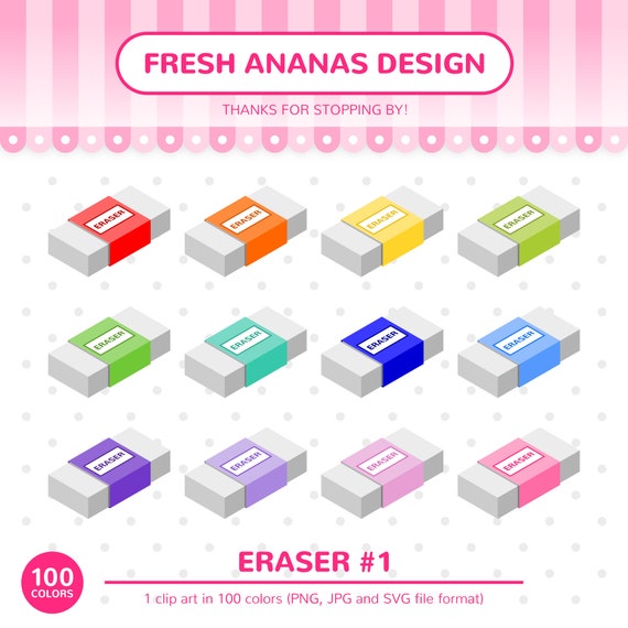 Download 100 Colors Clip Art Eraser Eraser Clipart School Office Etsy