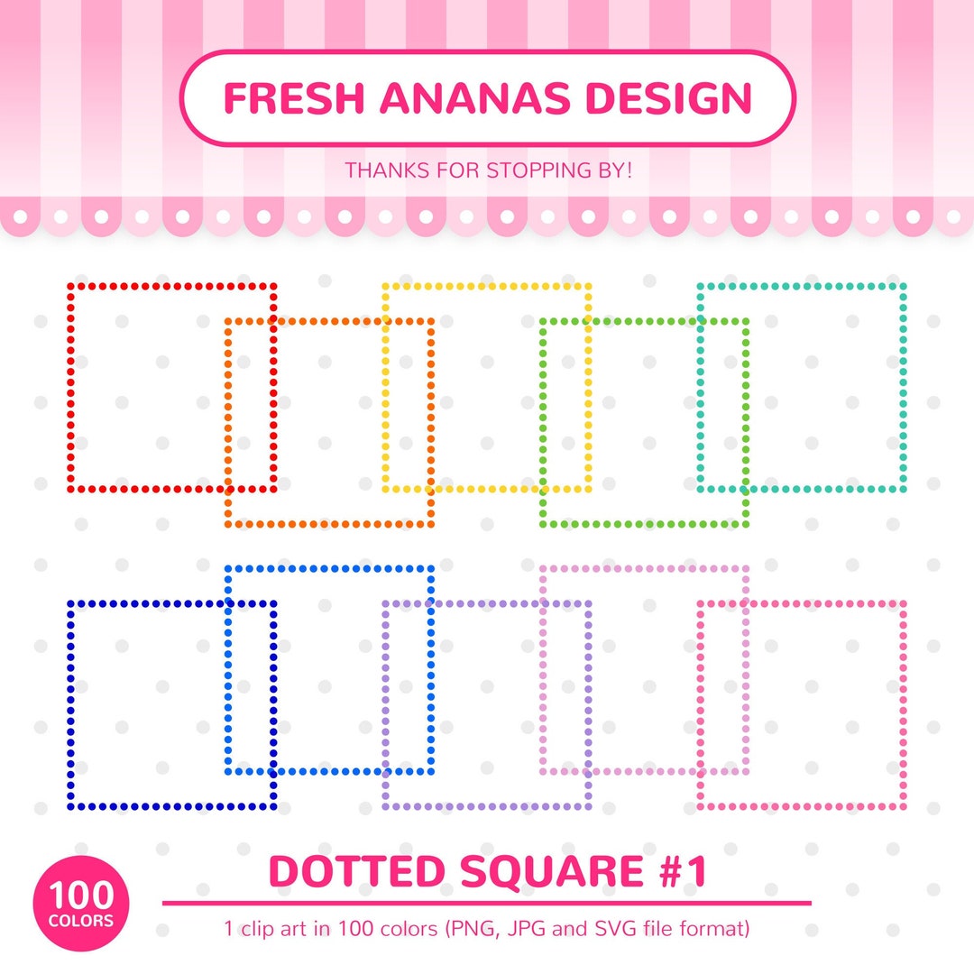 100 Colors Clipart: Dotted Square #1, Frame, Dotted Square Frame ...