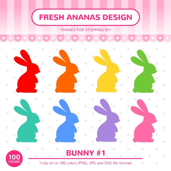 Download 100 Colors Clipart Bunny Bunny Clip Art Bunny Clipart Etsy