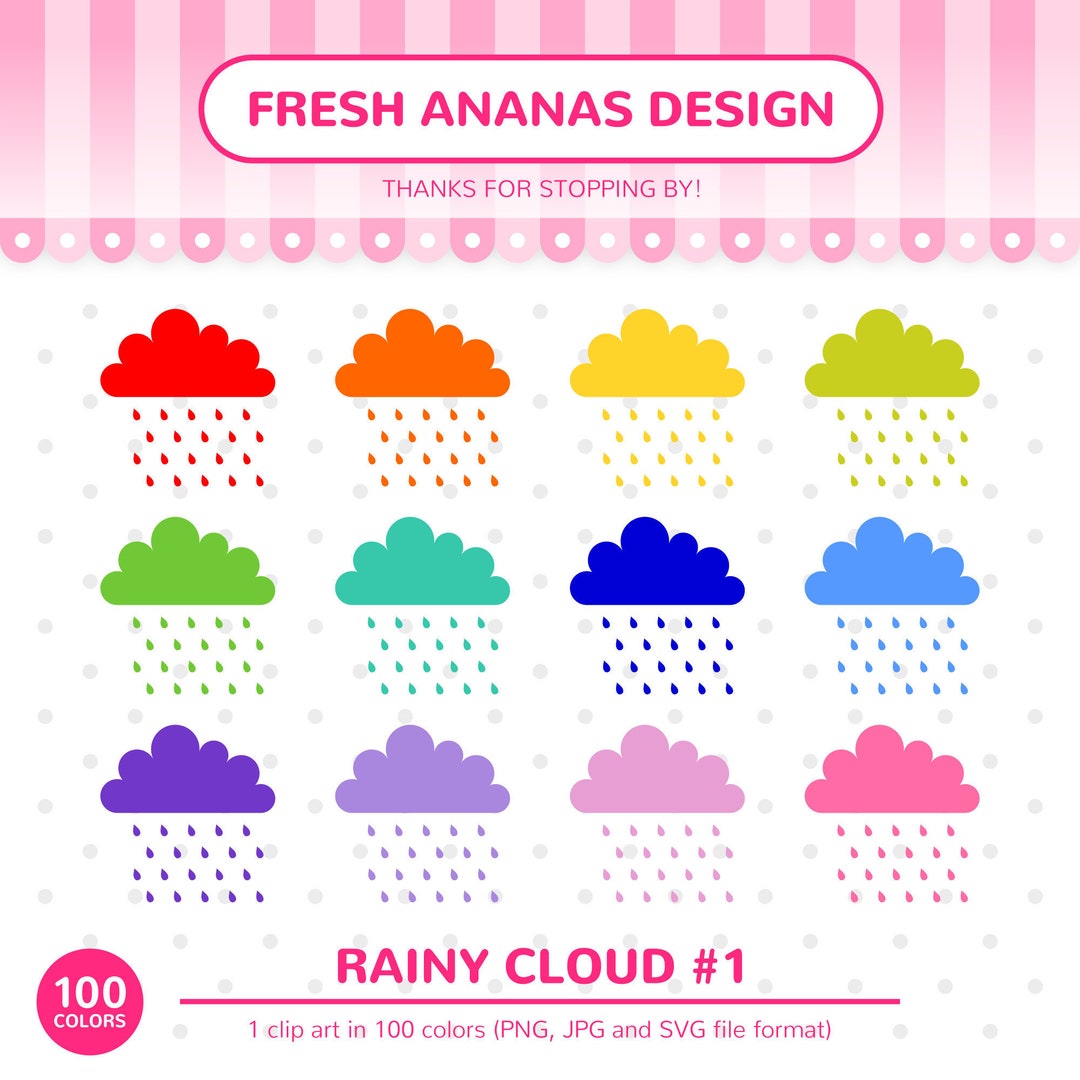 100 Colors Clip Art: Rainy Cloud, Clouds Clip Art, Weather Clipart ...