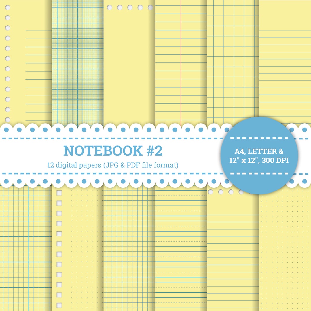 Notebook #2, Paper, Lined, Graph, Squared, Dotted, Grid, 12'' X 12 ...
