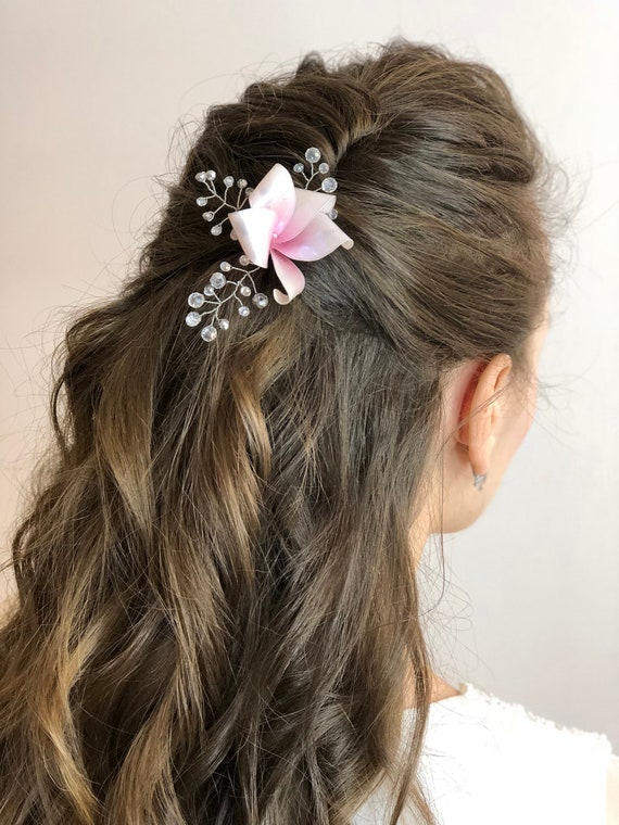 Pink Plumeria Wedding Hairpin Tropical Flower Hairpin Bridal Etsy