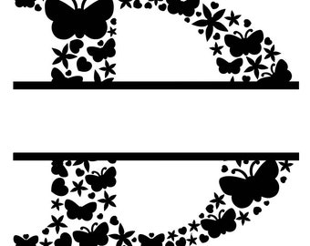 Initial D, Split lettre D svg, knock-out lettre D, monogramme de Split, svg, eps, dxf, png, pdf, jpg Cricut, Silhouette, chambre des filles, coupe des fichiers