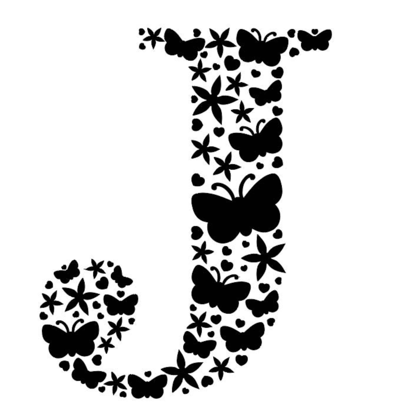 Initial J Cut File, Monogram J SVG, Letter J, Svg File, Dxf, Png, Pdf