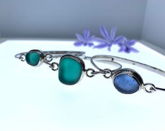 Hermosa pulsera de plata esterlina con cristales marinos