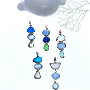 Beach-Collected Seaglass Triple Tier Pendant