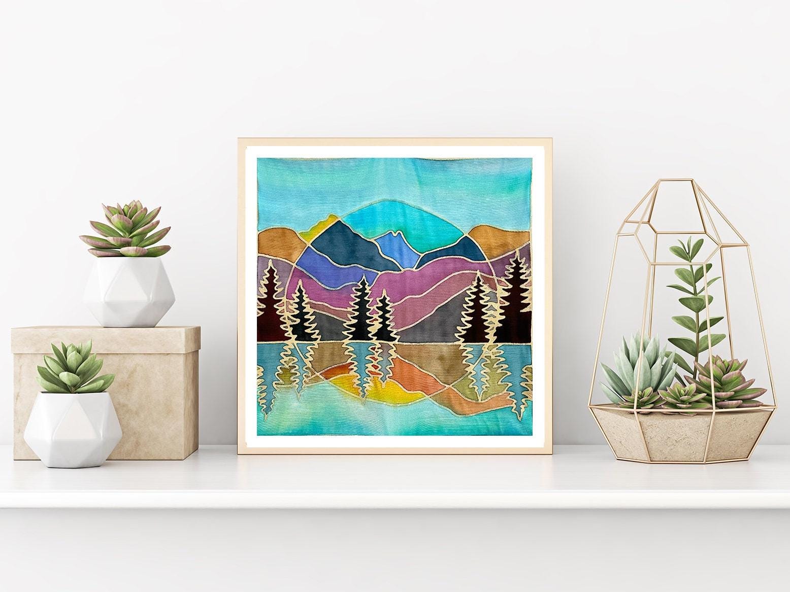Relaxing & Satisfying Fabric Painting Kit - DIY Batik Lake Fabric Painting Kit - 8x8 Inch Pre Drawn Wax Design, Paint, Brush and Palette.