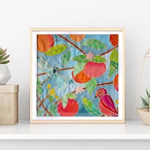 Create Confident Artists - DIY Fabric Art Painting Kit - Batik Oranges Kit - 8x8 Inch Pre-Drawn Wax Design, Paint, Brush, and Palette.