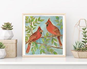 Ultimate Creative Team Building DIY Art Kit - Batik Cardinal Fabric Painting Kit - 8x8 Inch Pre Drawn Wax Design, Paint, Brush and Palette.