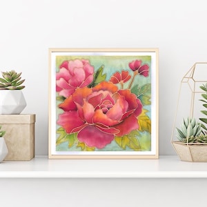 Fun Family Paint Night DIY Fabric Silk Art Kit - Batik Flower Fabric Painting Kit - 8x8 Inch Pre Drawn Wax Design, Paint, Brush and Palette
