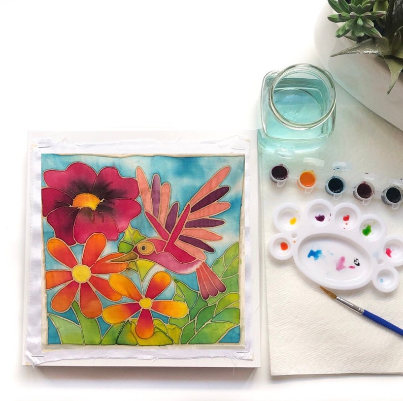 DIY Batik Hummingbird Fabric Painting Kit 8x8 Inch Pre Drawn Etsy