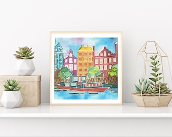 Unique Holiday Gift for Mom-DIY Fabric Art Painting Kit-Batik Amsterdam Kit-8x8 Inch Pre Drawn Wax Design, Paint, Brush and Palette