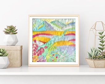 Create Together, Team Building DIY Art Kit -  Batik Mountain Fabric Painting Kit - 8x8 Inch Pre Drawn Wax Design, Paint, Brush and Palette.