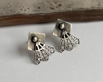 Small stud earrings, Silver earrings victorian style earrings, lace earrings, dark silver earrings, elegant earrings,