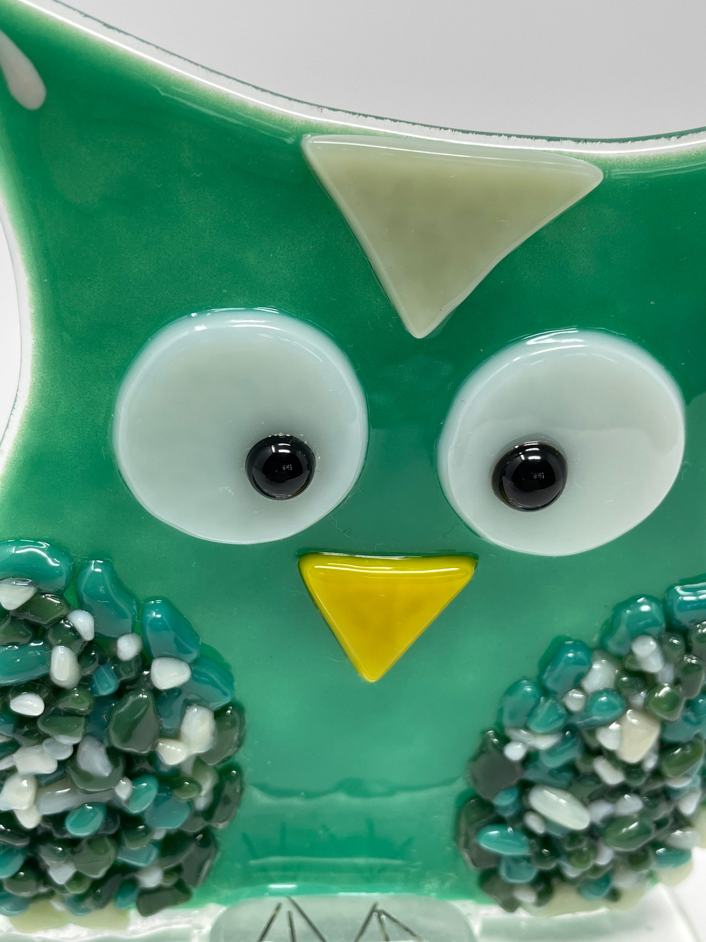 Oscar the Fused glass Owl Blue Owl Glass Owl Turquoise Owl Etsy