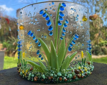 Handmade Fused Glass Bluebell Ornament: Spring Flower Decor