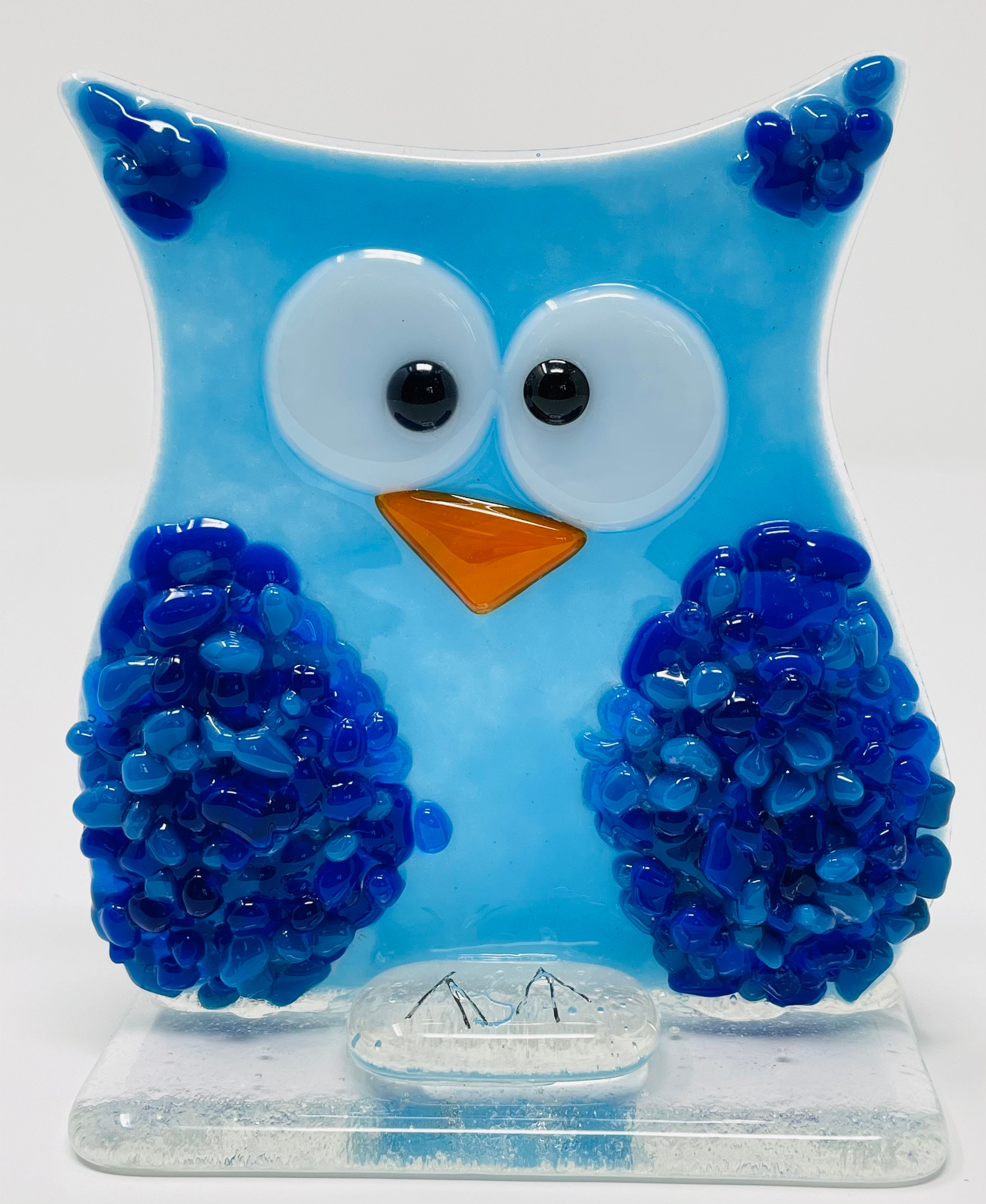 Oscar the Fused Glass Owl Blue Owl Glass Owl Turquoise Owl Etsy Canada