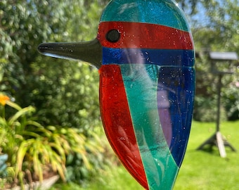 Attrape-soleil martin-pêcheur en verre fusionné fait main : cadeau pour les amateurs d'oiseaux
