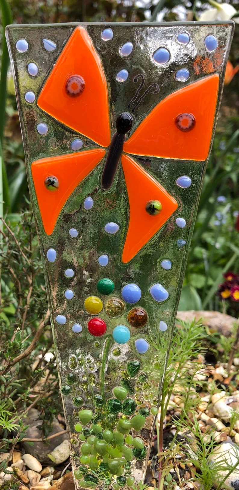 Butterfly Plant Pot Stake/blue Butterfly Garden Etsy