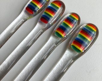 Fused Glass Drink Stirrers/Swizzle Sticks/Cocktail Stirrers/Set of 4/Gin Stirrers/Cocktail Sticks/multi coloured stirrers/Gin Lovers gift