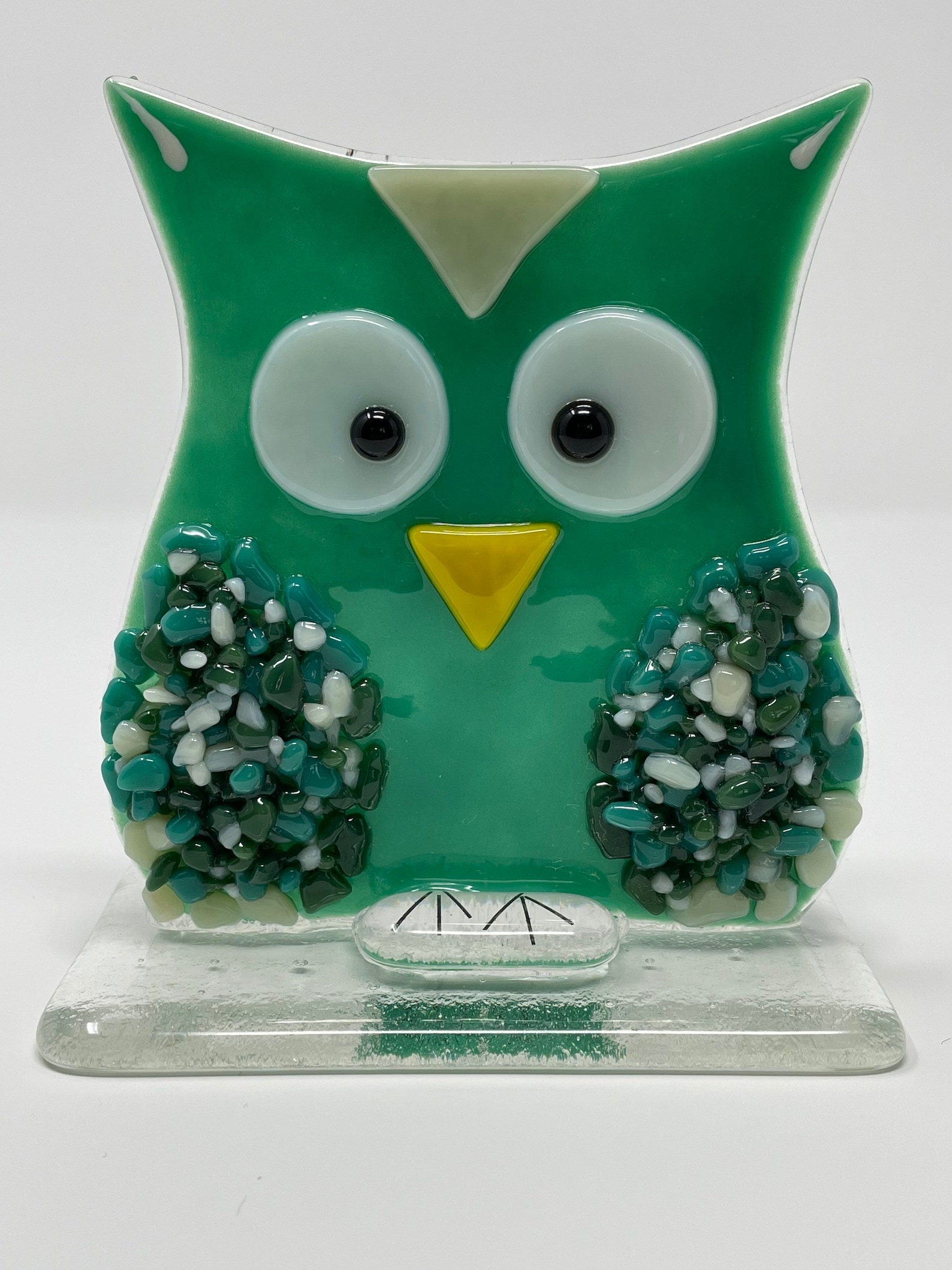 Oscar the Fused Glass Owl Blue Owl Glass Owl Turquoise Owl Etsy Canada