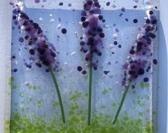 Lavender Coasters-Lilac/lavender drinks coasters-drinks mats-lavender flowers in a meadow-freeform lavender coasters-Handmade glass coasters