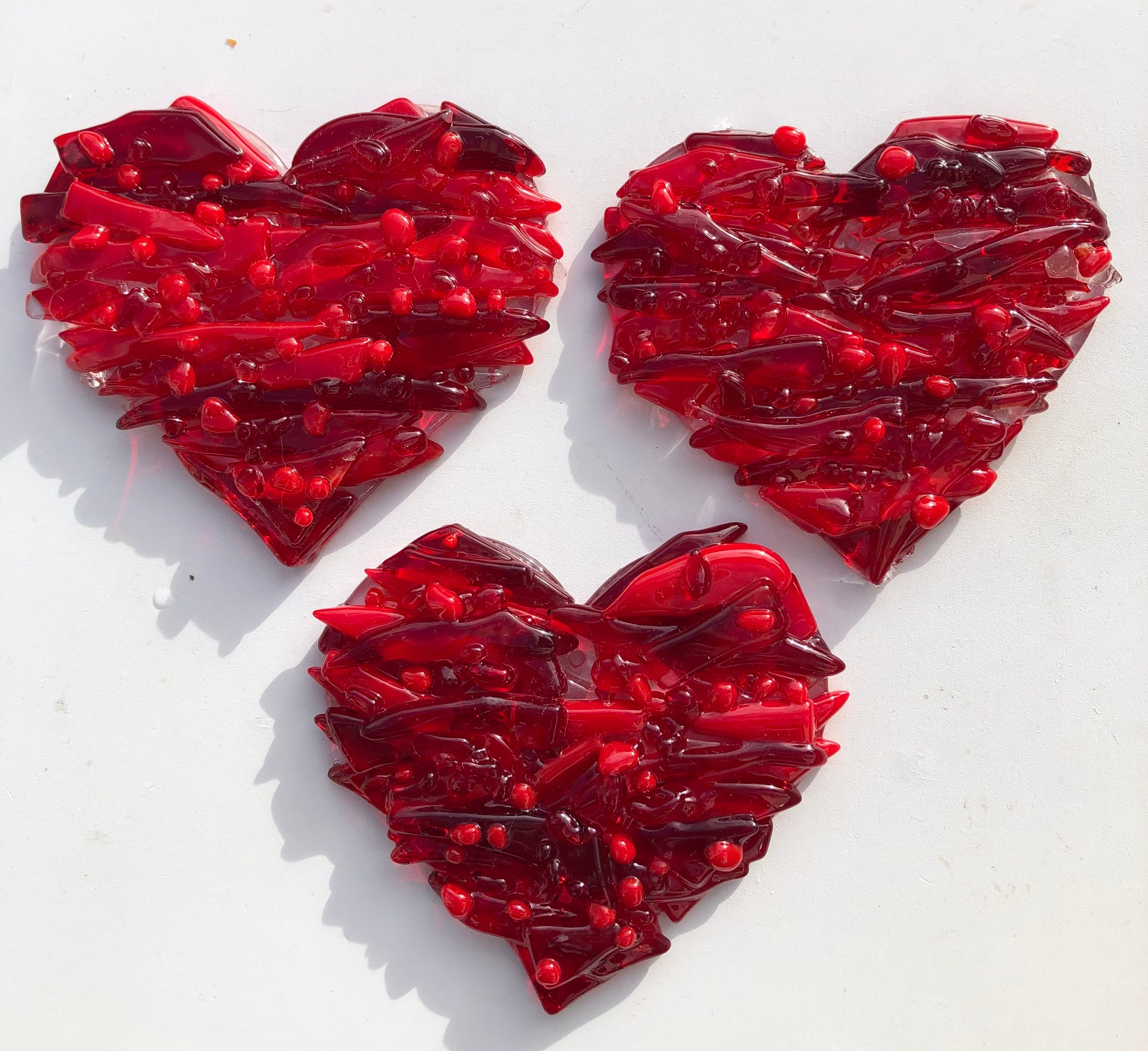 Ornamental Red Glass Heart, Small hanging glass hearts