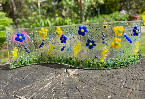 Fused Glass Flower Meadow: Handmade Small Space Decor