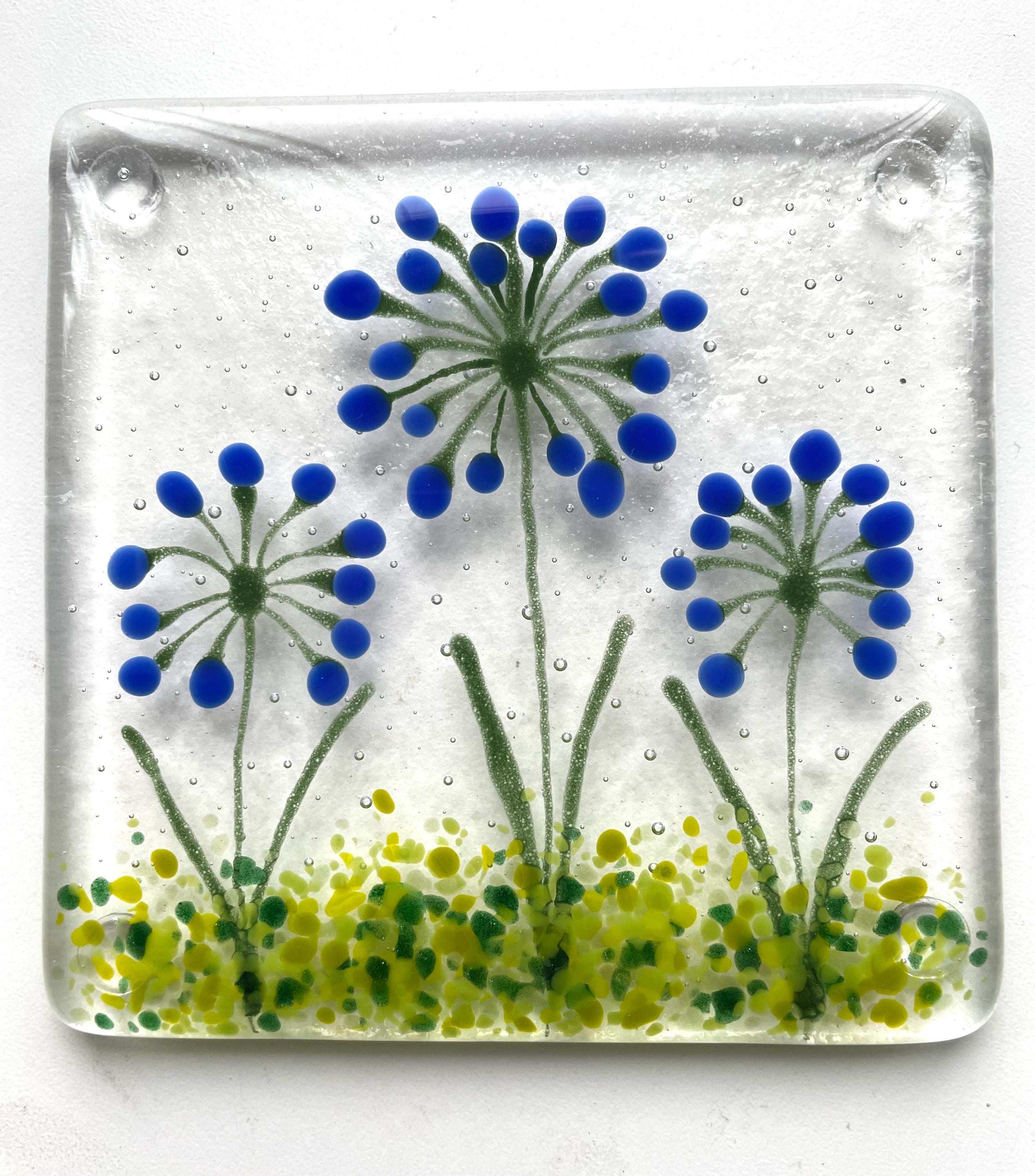 Agapanthus Coasters/Fused Glass Coasters/Drinks mats/Handmade agapanthus coasters/Hand painted agapanthus coasters /Gifts for her/Home decor