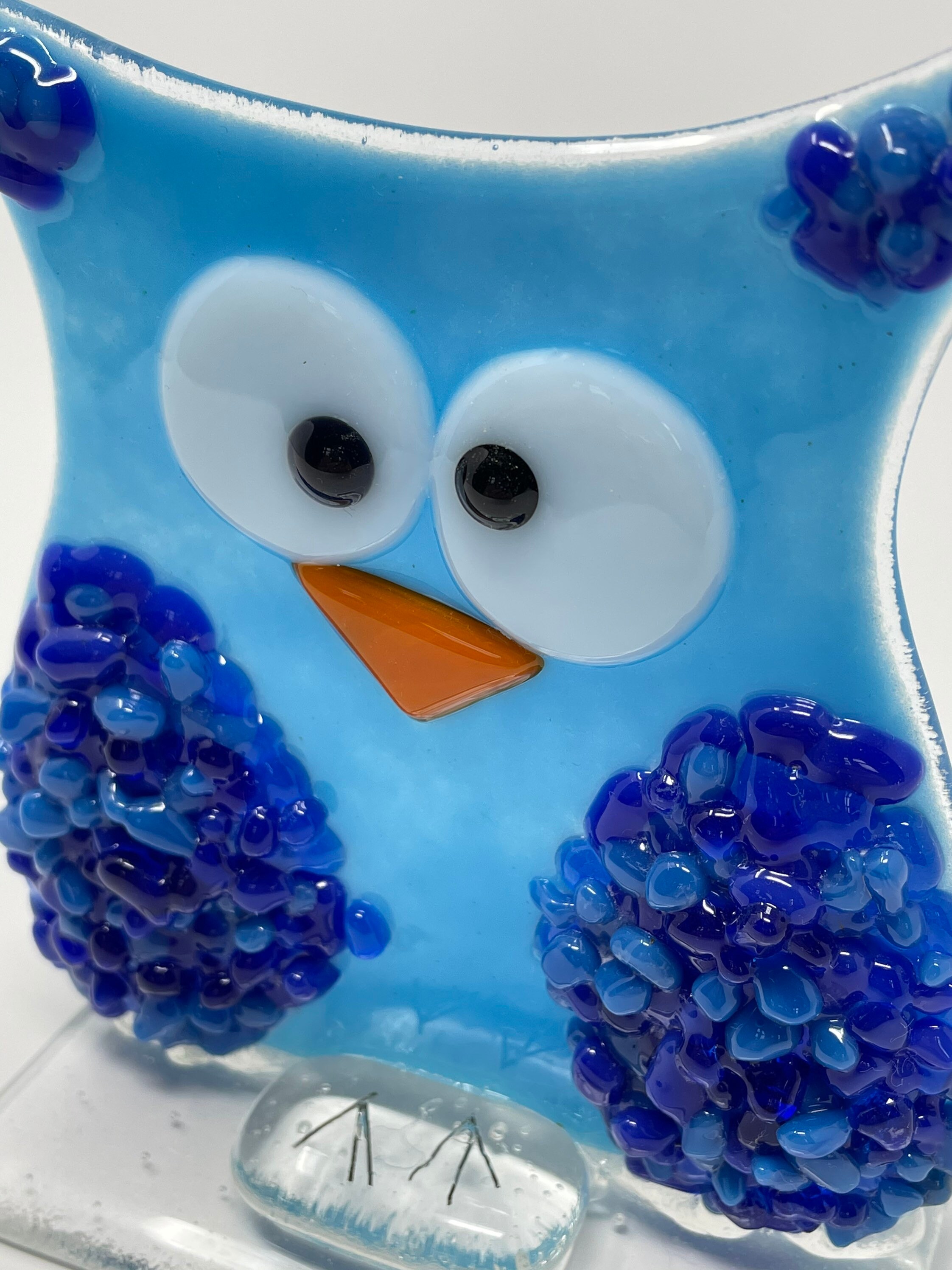 Oscar the Fused Glass Owl Blue Owl Glass Owl Turquoise Owl Etsy Canada