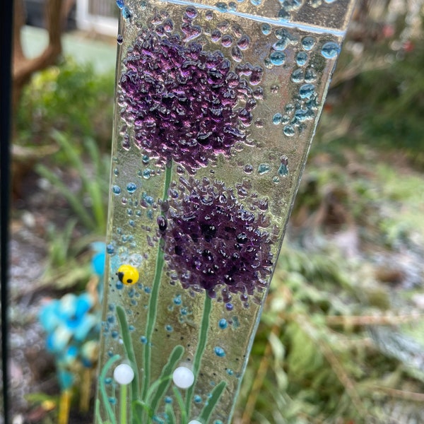 Allium suncatcher-Purple Allium hanging decoration-Floral hanging suncatcher