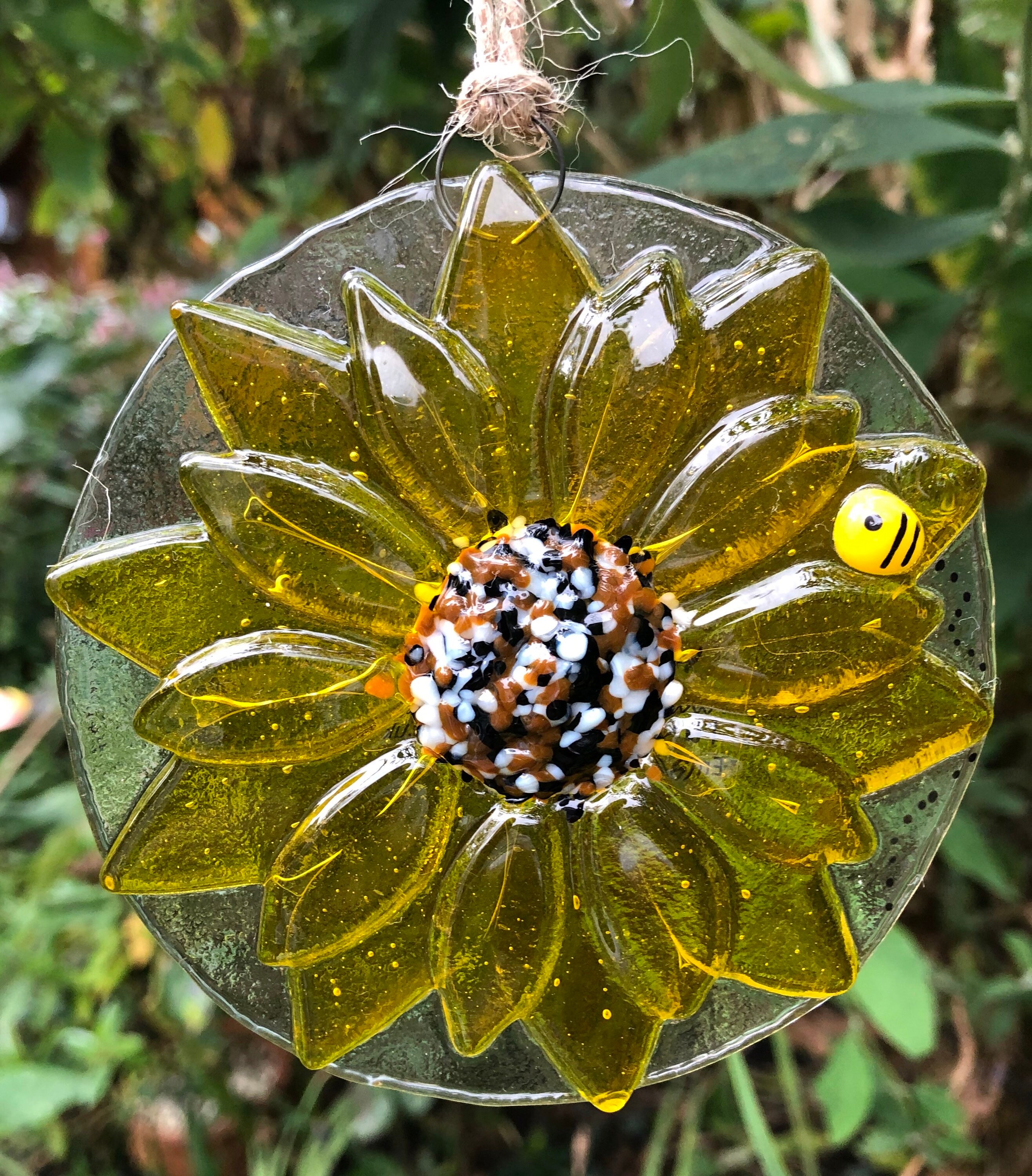 Girasole in vetro colorato, da appendere alla finestra, acchiappasole per finestra, decorazione da giardino, pannello colorato, acchiappasole con catena, girasole, per mamma, insegnanti, inaugurazione
