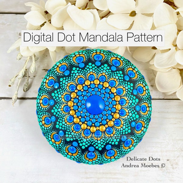 Digital Dot Mandala pattern Peacock Dreams Delicate Dots Andrea Moebes, instant digital download, Dot Mandala Digital stone pattern