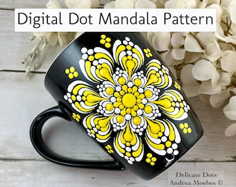 Modello digitale Dot Mandala fiore Summer Days di Delicate Dots Andrea Moebes, download digitale istantaneo, Dot Art, modello digitale Mandala