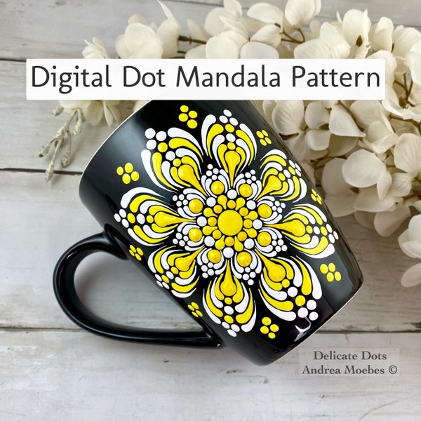 Digital Dot Mandala flower pattern Summer Days by Delicate Dots Andrea Moebes, instant digital download, Dot Art, Mandala Digital pattern