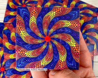 Mandala Vinyl Aufkleber, Dot Mandala Aufkleber, wasserdichter Vinylaufkleber, Wasserflasche Aufkleber, Computer Aufkleber, Boho Vinyl Aufkleber